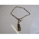 9ct watch chain with a tortoiseshell type attachment, weight 25.3gms. Estimate £200-250