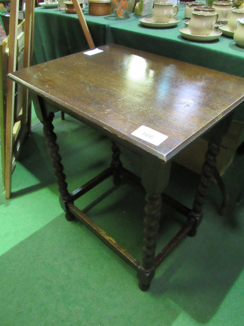 Oak display table with barley twist legs, 60 x 45cms. Estimate £10-20