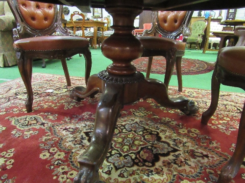 Victorian mahogany circular tilt top table on heavy turned column to 3 shaped feet to casters, - Image 2 of 3