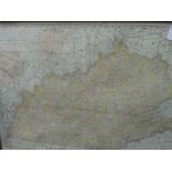 Framed & glazed map of 2 States of the USA: Tennessee & Kentucky by Rand McNally. Estimate £10-20