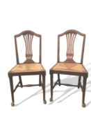 4 oak Chippendale style string seat dining chairs. Estimate £40-50