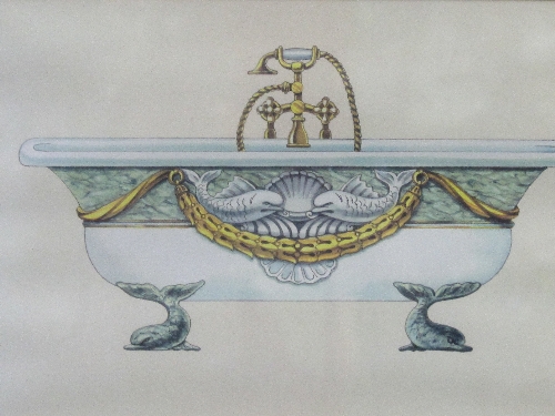 2 framed & glazed prints of ornate baths. Estimate £10-20