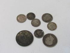 George III sixpence; George V East African shilling; George III sixpence; Queen Victoria 1885