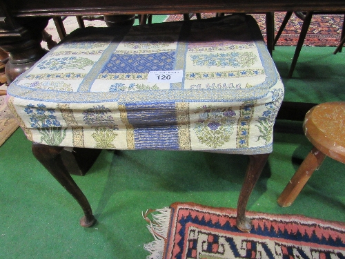 Antique upholstered stool on pad feet together with a pine 3-legged stool. Estimate £20-30 - Image 3 of 3