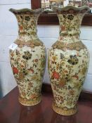 Pair of large Chinese Satsuma vases with marks to base, height 59cms. Estimate £30-50