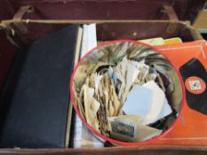 Suitcase containing large quantity loose stamps and 8 albums, a 1960 Stanley Gibbons catalogue.