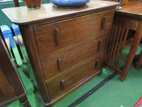 1920's mahogany chest of 3 drawers, 86 x 40 x 84cms. Estimate £20-30 - Image 2 of 2