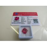 Cushion cut pink sapphire, weight 9.15ct with certificate. Estimate £40-50