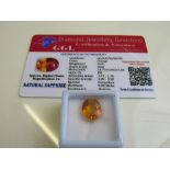 Oval cut loose orange sapphire, 8.40ct with certificate. Estimate £40-50