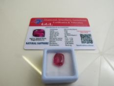 Cushion cut pink sapphire, weight 7.8ct with certificate. Estimate £40-50