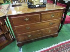 Inlaid mahogany chest of 2 over 2 drawers, brass handles, 107 x 48 x 79cms. Estimate £60-80