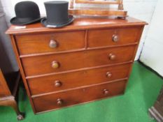 Mahogany chest of 2 over 3 drawers with bun handles. Estimate £100-120