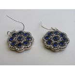 Pair of silver earrings set with blue & white stones. Estimate £20-40