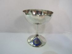 Hallmarked silver small goblet shaped automobile trophy, engraved: F I Allen, Vesey Novice Award,