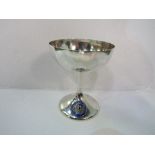 Hallmarked silver small goblet shaped automobile trophy, engraved: F I Allen, Vesey Novice Award,