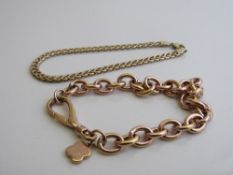 9ct gold chain link bracelet weight 3.7gms length 19cms, rose gold coloured bracelet by Orla