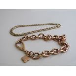 9ct gold chain link bracelet weight 3.7gms length 19cms, rose gold coloured bracelet by Orla