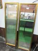 2 gilt framed wall mirrors, 120 x 36cms