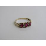 9ct gold, diamond & ruby ring, size 5 1/2. Estimate £45-50