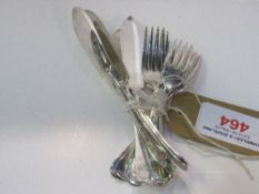 Set of 6 sterling silver fish knives & forks by James Dixon & Sons, Sheffield, 1939, 17ozt. Estimate