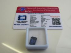 Emerald cut loose tanzanite, weight 7.15ct with certificate. Est £40-50