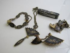 Japanese K24 cased pocket knife, K24 cased brooch, pendant necklace and 2 bracelets. Est £20-40