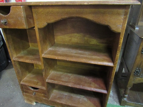 Oak open storage unit/bookcase with 2 drawers, 99 x 34 x 101cms. Estimate £10-20 - Image 3 of 4