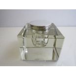 Large crystal silver topped Victorian inkwell by John Grinsell 1894. Est £40-60