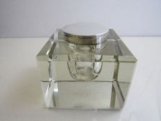 Large crystal silver topped Victorian inkwell by John Grinsell 1894. Est £40-60