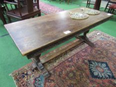 Oak low table with centre stretcher, 133 x 56 x 54cms. Estimate £20-30