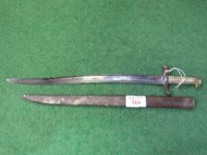 19th century French pattern sword bayonet with brass handle c/w scabbard. Estimate £40-60
