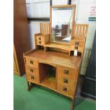 Oak Arts & Crafts style dressing table with Liberty & Co. London label on back. In the style of