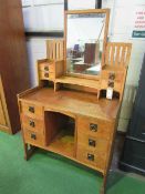 Oak Arts & Crafts style dressing table with Liberty & Co. London label on back. In the style of