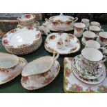 Royal Albert 'Old Country Roses' part dinner service, 37 pieces together with triptych 'hunting'