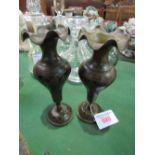Pair of brass garniture vases with nielo decoration. Estimate £20-30
