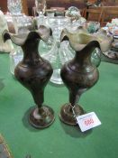 Pair of brass garniture vases with nielo decoration. Estimate £20-30