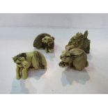4 small carved bone animal figurines. Estimate £10-20