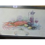 Framed & glazed watercolour 'Fruits de Mer'