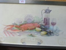 Framed & glazed watercolour 'Fruits de Mer'