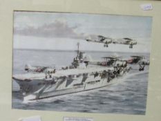 Framed & glazed photograph 'Dawn of Victory' signed by members of 846 Squadron, The Falklands; '