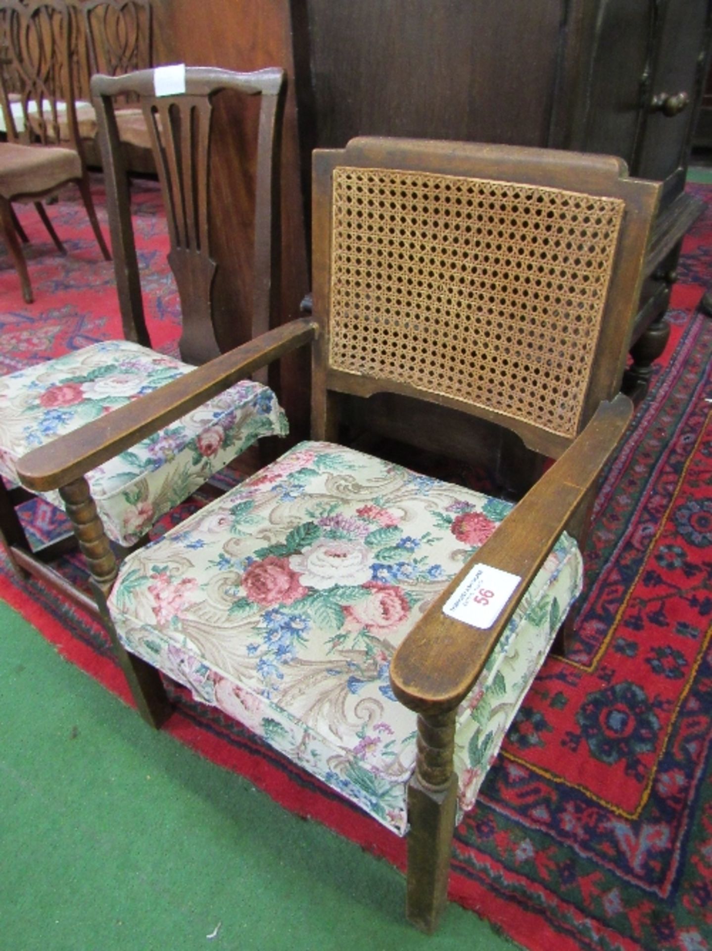 Cane back low open armchair together with Chippendale-style dining chair. Estimate £10-20 - Image 2 of 3