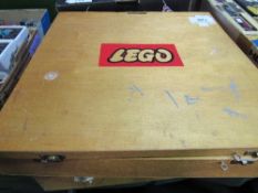 2 wooden vintage Lego boxes, a/f. Estimate £20-40
