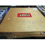 2 wooden vintage Lego boxes, a/f. Estimate £20-40