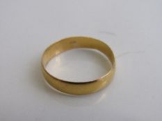 22ct gold band size P 1/2 weight 2.6gms. Est £70-80