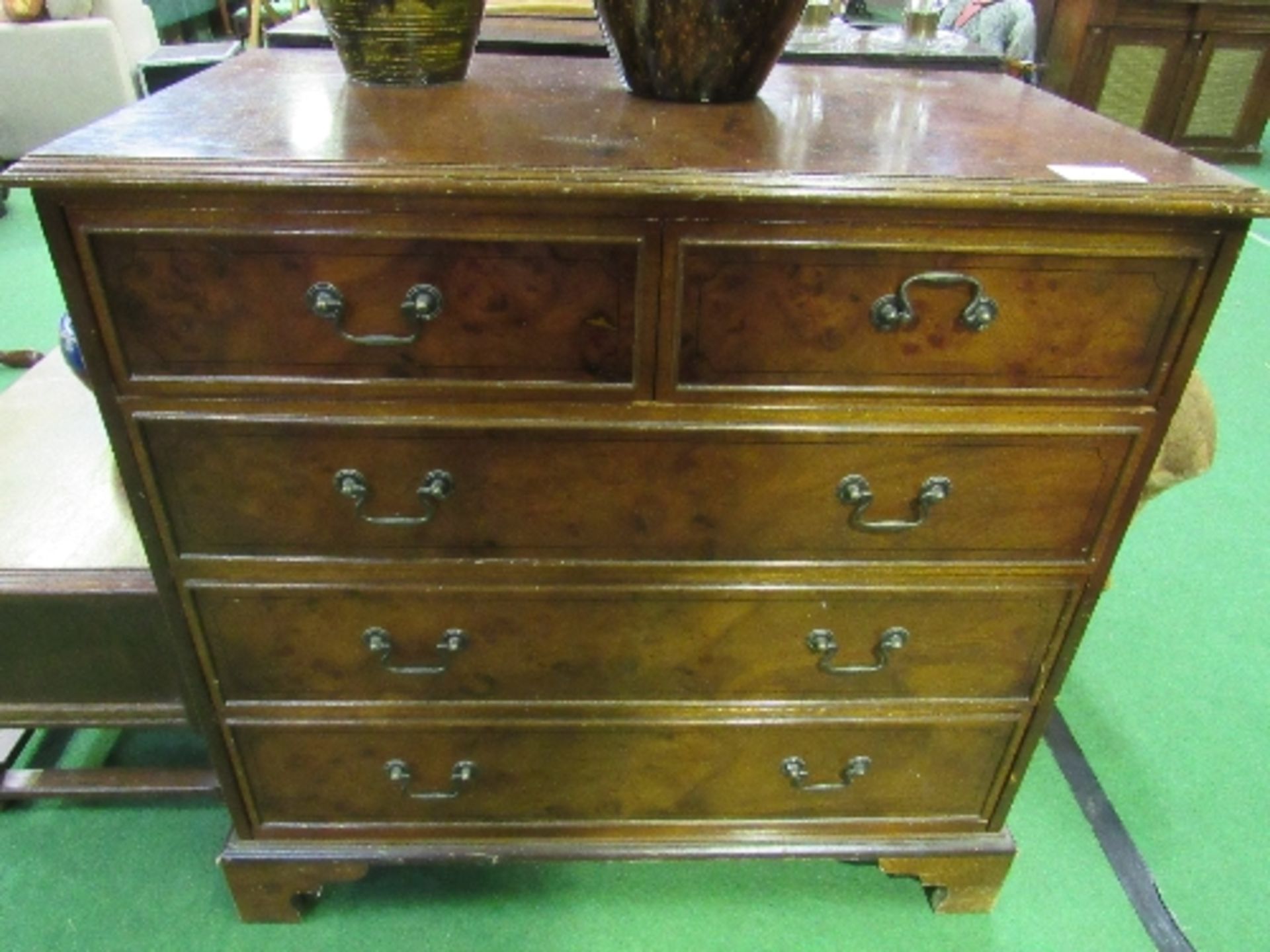 Hardwood chest of 2 over 3 graduated drawers, 95 x 54 x 93cms. Estimate £30-50 - Image 2 of 4