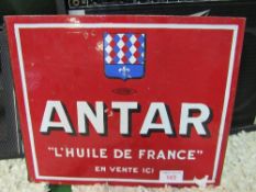 Antar 'L'Huile De France' enamel sign, 45 x 55cms. Estimate £50-80