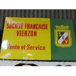 Societe Francaise Vierzon enamel sign, 77 x 120cms. Estimate £100-150