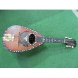 A vintage mandolin by Stridente, Napoli, delicately decorated with mother of pearl inlay, & a hand-