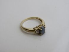 9ct gold gold, dark opal & diamond ring, size N 1/2, weight 2.6gms. Estimate £170-190
