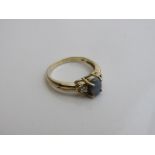 9ct gold gold, dark opal & diamond ring, size N 1/2, weight 2.6gms. Estimate £170-190